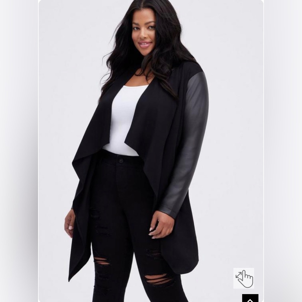 COPY - NWT black Faux Leather Sleeve Cardigan